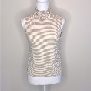 Jillian & Nicole Striped Sleeveless Ruched Turtleneck Top with Shimmer. EUC